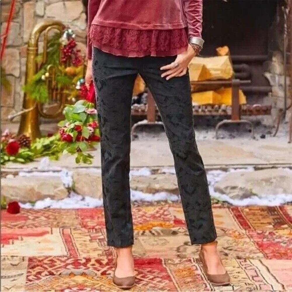 Sundance Catalog Pants Size 6 Luxurious Simplicity Jacquard Brocade Floral Ankle